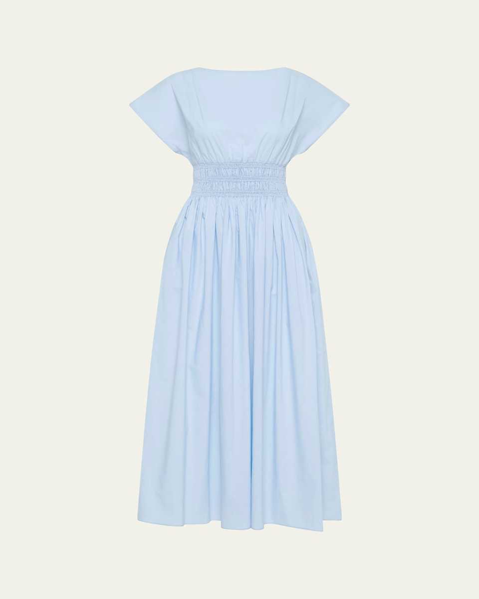 Shirred-Waist Midi Dress
